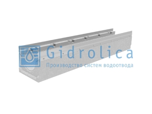 Лоток водоотводный бетонный Gidrolica Bgu-Z коробчатый (Со-150мм) с оцинкованной насадкой Кu 100.21,3 (15).16,5(12,5)-Bgu-Z, № -10-0 класс Е600