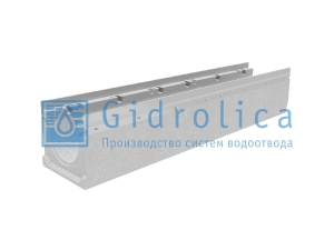Лоток водоотводный бетонный Gidrolica Bgu-Z коробчатый(Со-150мм) с оцинкованной насадкой Кu 100.21,3 (15).19(15)-Bgu-Z, № -5-0 класс Е600